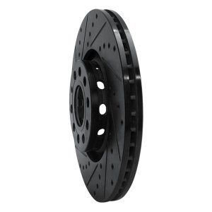 Audi A6 Brake Rotor (1) - Front Left - R1 Concepts - Drilled & Slotted - Black - `97-`06